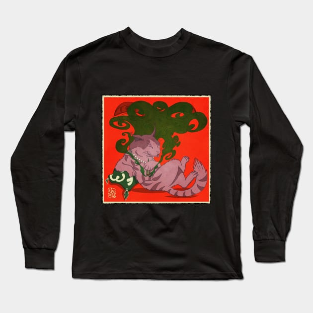 Monmon smoking japan cat Long Sleeve T-Shirt by NevermindOnArt